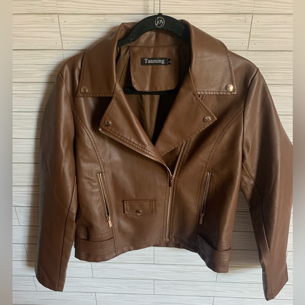 Tanming faux Brown Leather Moto Jacket
Biker style